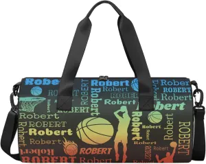 Custom Basketball Sport Bags Personalized Sports Gym Bag with Name Overnight Weekender Duffel Bag Customized Gifts for Women Men, Blue Yellow Red