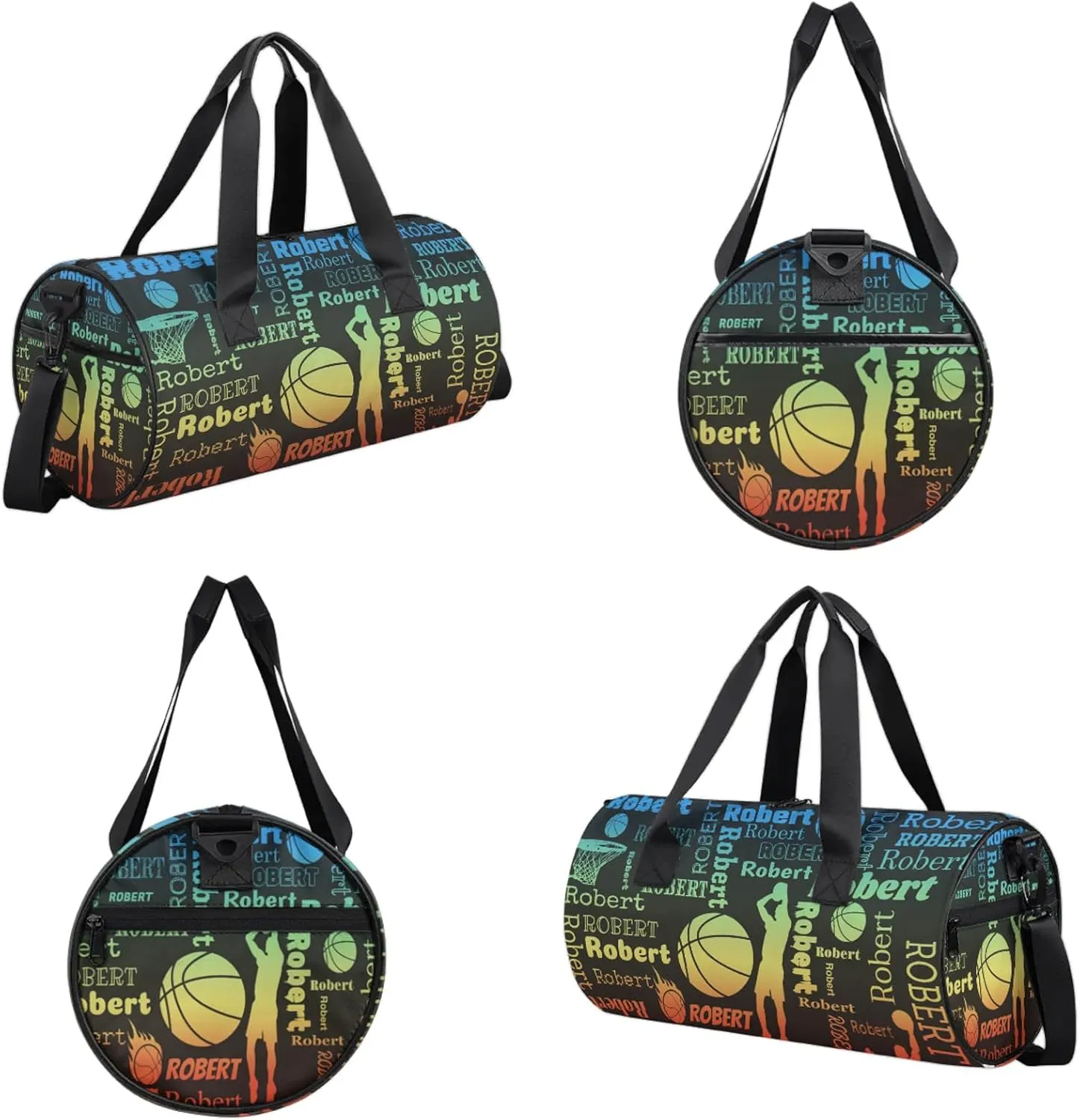 Custom Basketball Sport Bags Personalized Sports Gym Bag with Name Overnight Weekender Duffel Bag Customized Gifts for Women Men, Blue Yellow Red