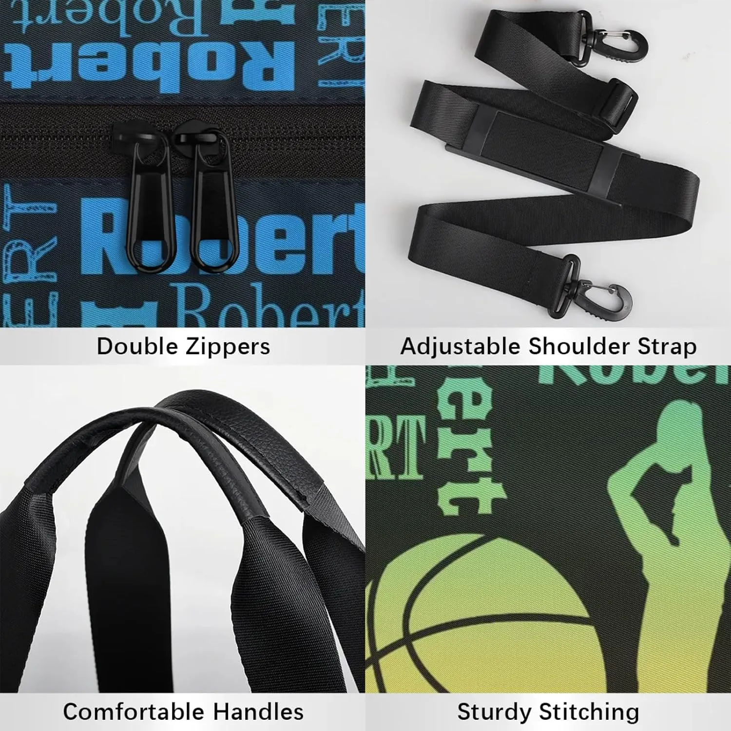 Custom Basketball Sport Bags Personalized Sports Gym Bag with Name Overnight Weekender Duffel Bag Customized Gifts for Women Men, Blue Yellow Red