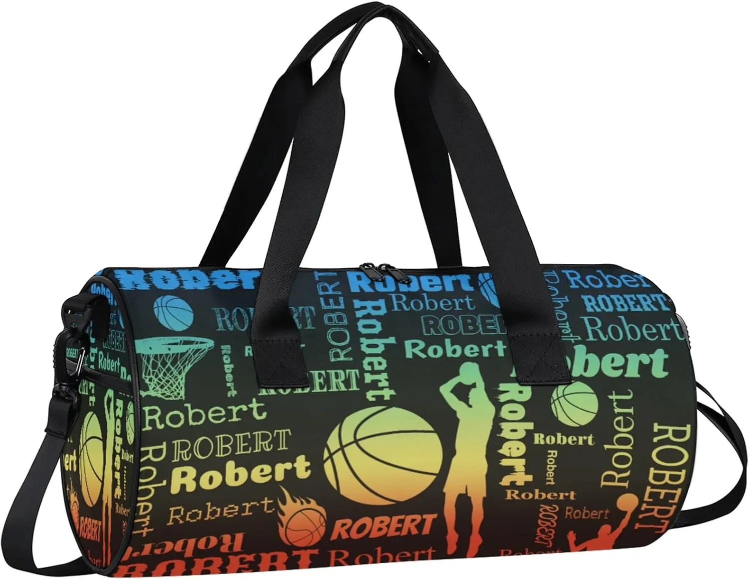 Custom Basketball Sport Bags Personalized Sports Gym Bag with Name Overnight Weekender Duffel Bag Customized Gifts for Women Men, Blue Yellow Red