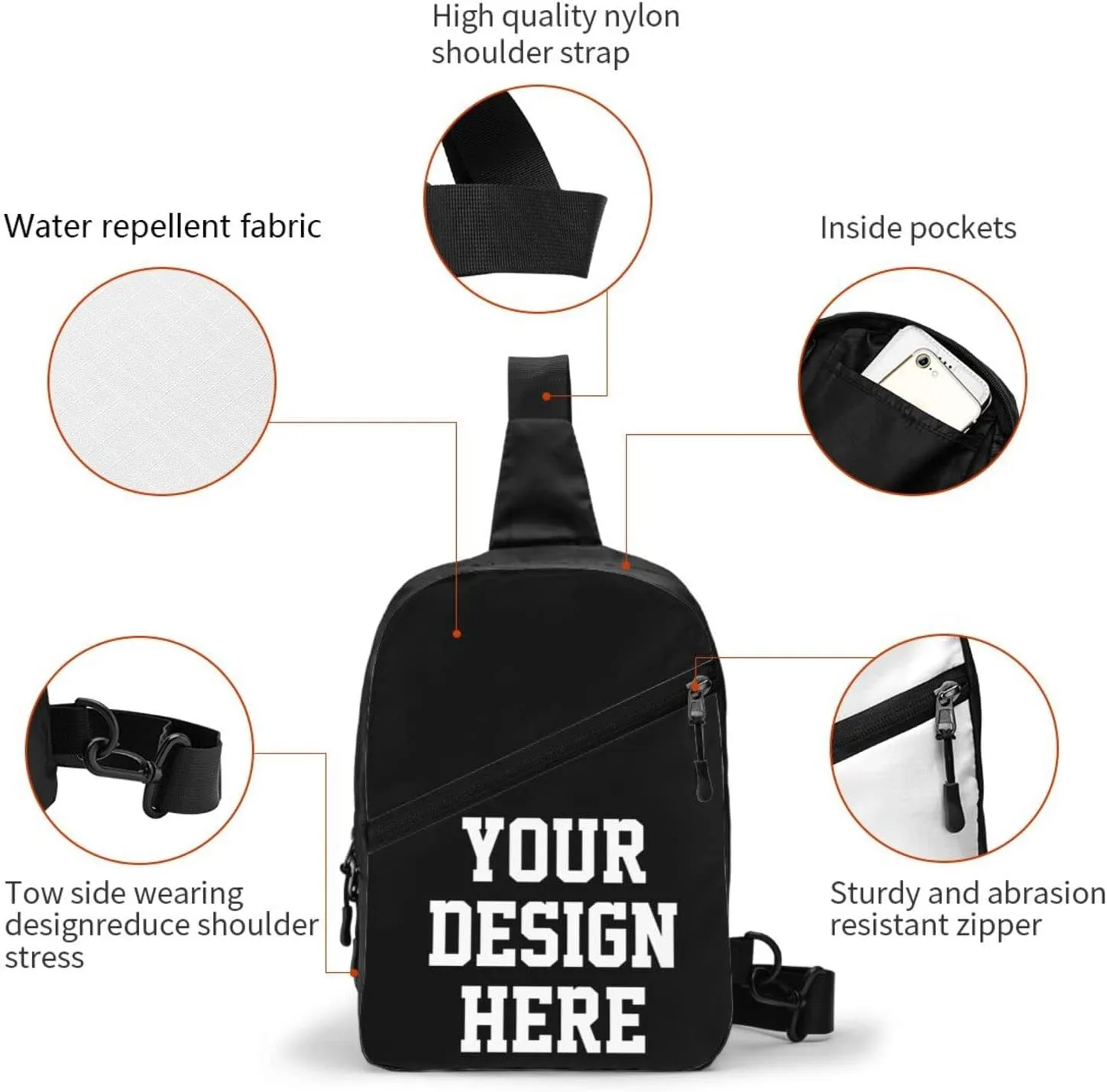 Custom Chest Bags Custom Sling Bags Custom Mens Shoulder Bag Personalized Chest Bags