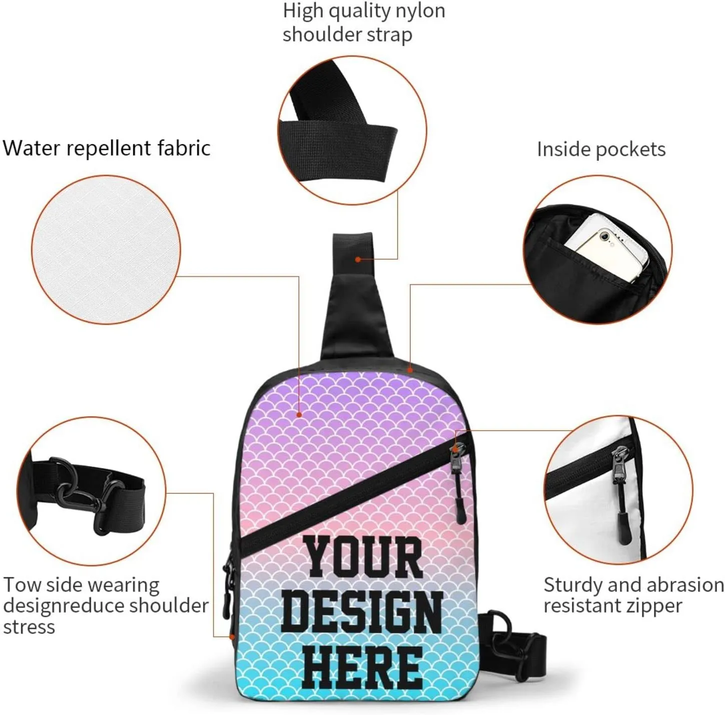 Custom Chest Bags Custom Sling Bags Custom Mens Shoulder Bag Personalized Chest Bags