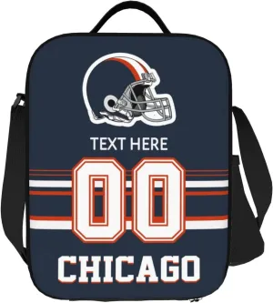 Custom Chicago Lunch Bag Gifts For Men Women Fans, Personalized Name And Number Lunch Box Adjustable Shoulder Straps Insulated Lunch Bags For Work Picnic Travel