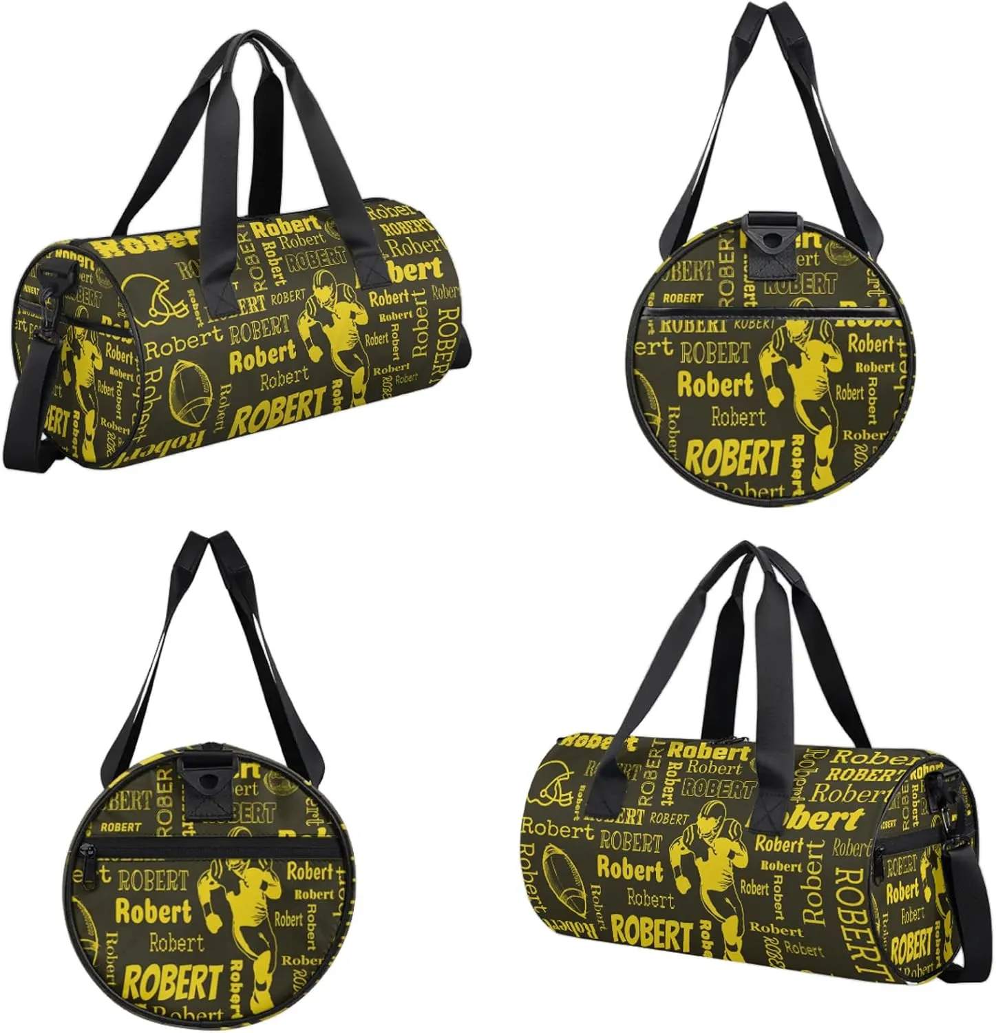 Custom Football Sport Bags Personalized Sports Gym Bag with Name Overnight Weekender Duffel Bag Customized Rugby Gifts for Women Men, Gold