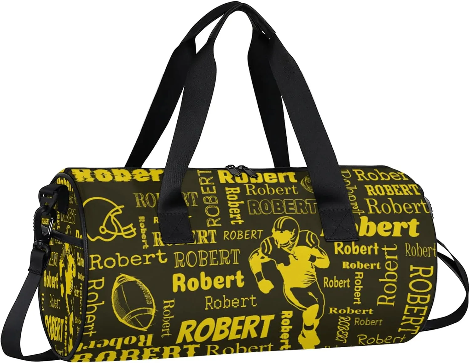 Custom Football Sport Bags Personalized Sports Gym Bag with Name Overnight Weekender Duffel Bag Customized Rugby Gifts for Women Men, Gold