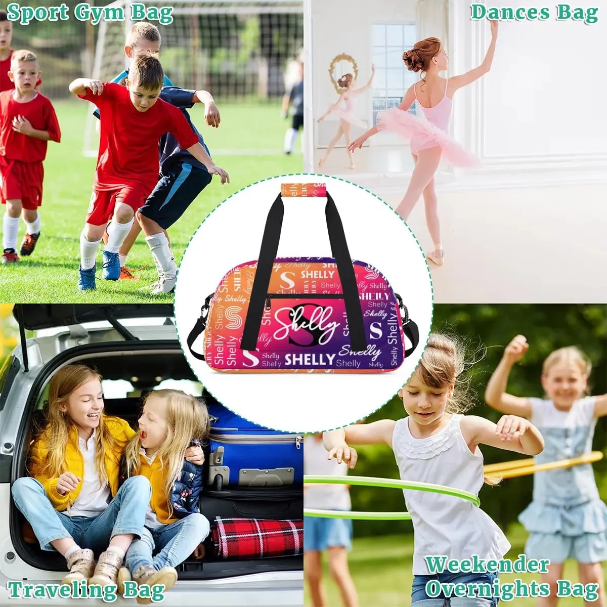 Custom Gym Bag for Women Men Personalized Sports Duffel Bag Waterproof Shoulder Weekender Bag Sports Travel Bag Orange Indigo Lightweight Carry on Training Bag