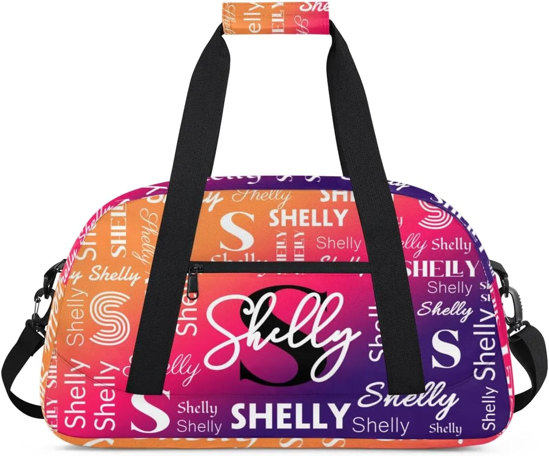 Custom Gym Bag for Women Men Personalized Sports Duffel Bag Waterproof Shoulder Weekender Bag Sports Travel Bag Orange Indigo Lightweight Carry on Training Bag