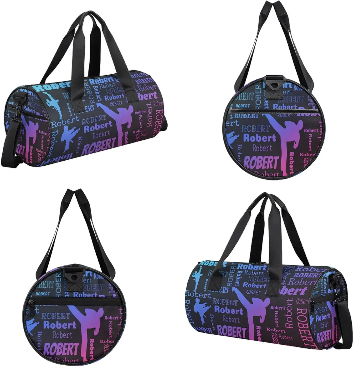 Custom Karate Sport Bags Personalized Sports Gym Bag with Name Overnight Weekender Duffel Bag Customized Gifts for Women Men, Blue Pink