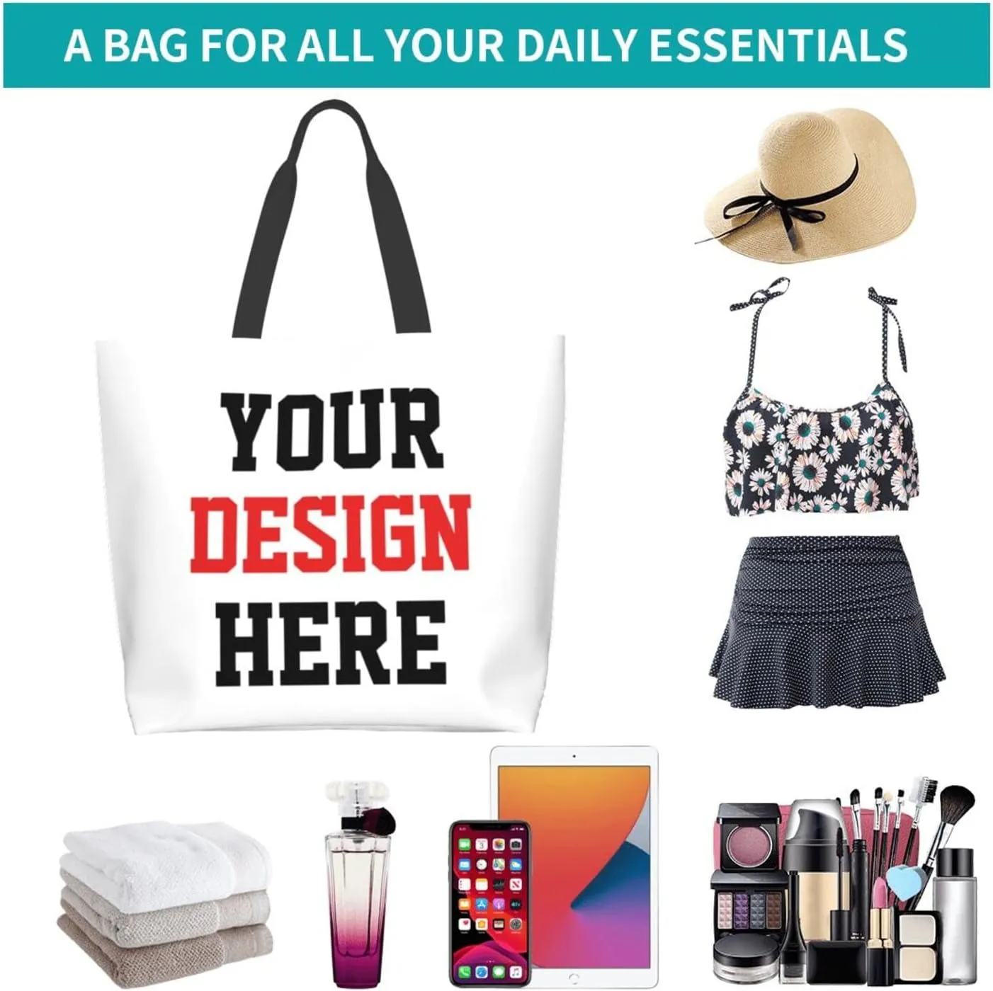 Custom Tote Bags Custom Bags With You Team Logo Text Picture Travel Business Shopping Women Teacher Personalized Shoulder Bag