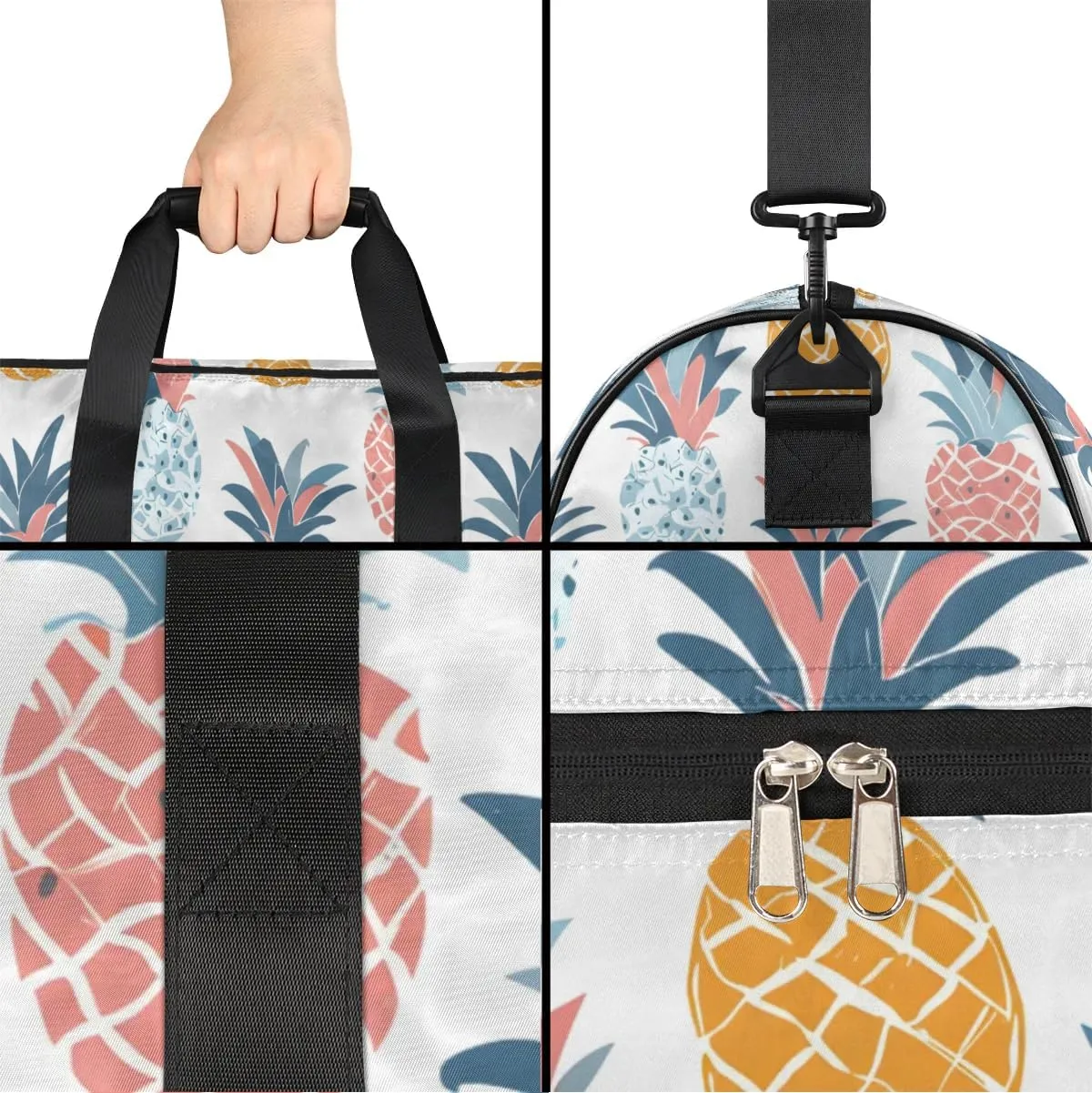 Customizable Large Gym Duffel Bag for Men Women Football Bags for Equipment Weekender Carry on Duffle Bags Pineapple
