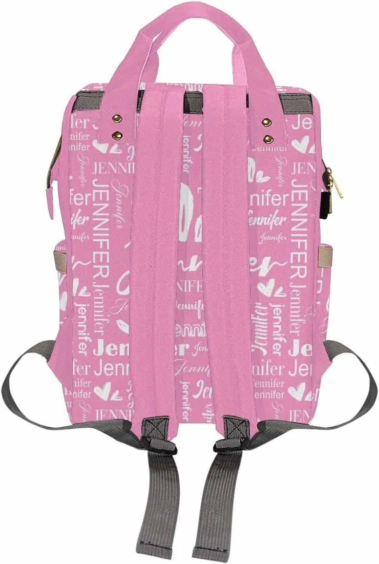 Customized Diaper Bag Large Capacity Nappy Backpack Baby Bag for Girls Boys Monogrammed Heart Name, Customized Mommy Bag with Name for Baby Girl Outdoor Mother's Day