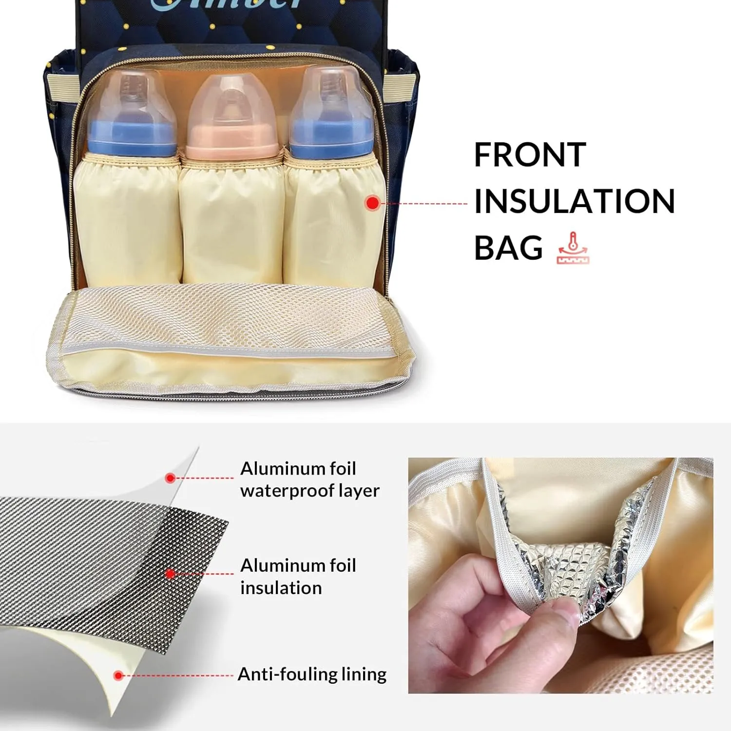 Cute Elephant Diaper Bags with Name Personalized Baby Bag Travel Tote Bag Waterproof Backpack for Mom Gift