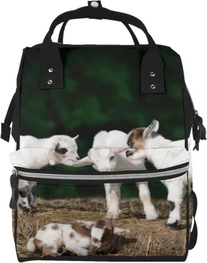 Cute Goat Baby Diaper Bag Backpack Baby Bag, Large Capacity Waterproof Diaper Bags Multifunction with Insulated Pockets Travel Essentials Unisex