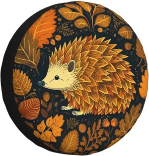Cute Hedgehog Tire Cover Outdoor Waterproof Snow Sun Rain Wheel Cover Portable Wheel Bags Camper Spare Tire Cover Universal Car Tire Protectors for Trailer RV SUV