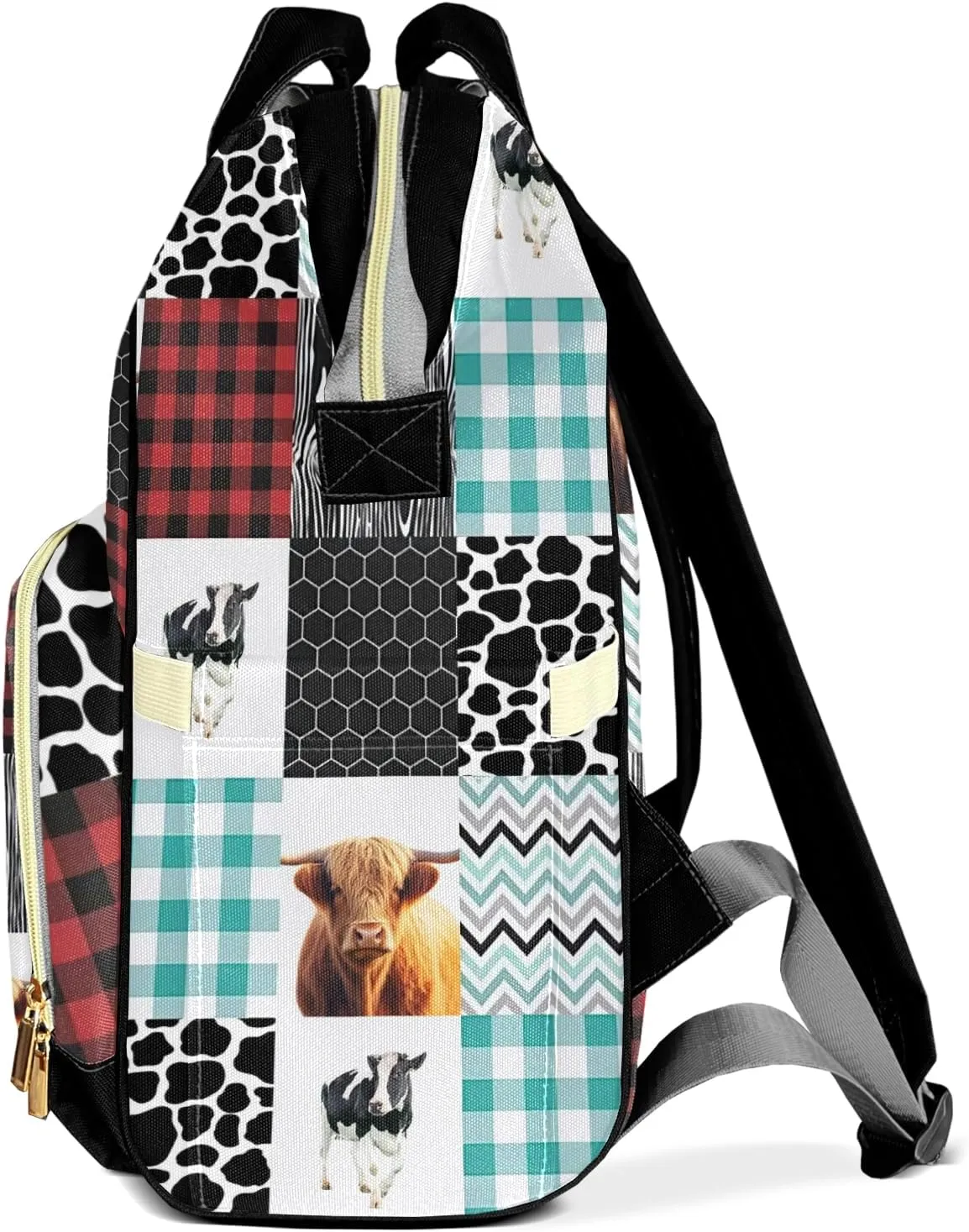 Cute Highland Cow Pattern Personalized Diaper Bag Backpack Name Custom Mommy Nappy Baby Bag Daypack for Mom Dad Gifts