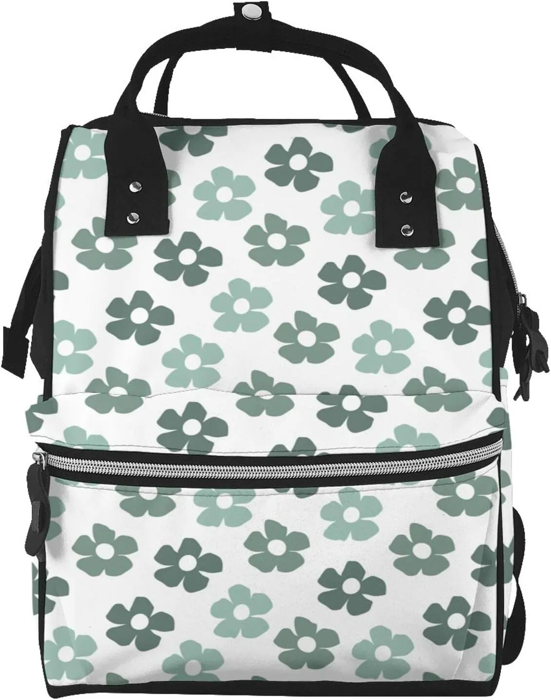 Cute Naive Floral Diaper Bag Backpack Large Capacity Multifunction with Insulated Pockets Waterproof Baby Diaper Bags Baby Travel Essentials for Moms,Dads,Newborns