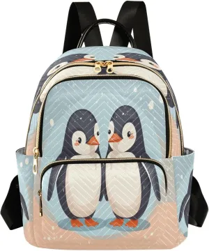 Cute Penguins Couples Backpack Purse for Women Fashion Small Mini Daypack Purse for Lady Anti-theft Shoulder Bag for Lady Women, Medium