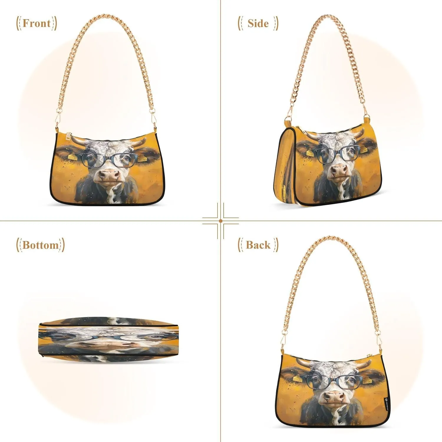 Cute Pig Window Brown Woman Tote Bag Purse, Trendy Bag