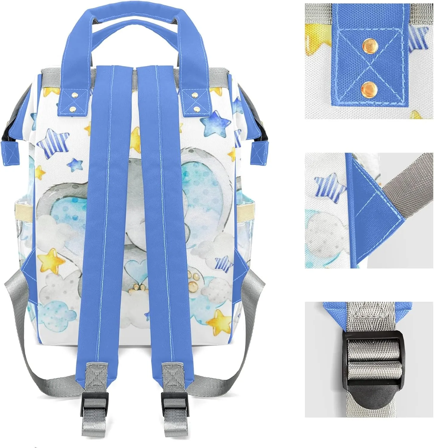 Cute Star Elephant Diaper Bags Custom Name Backpack Personalized Baby Nappy Travel Tote Bag for Mom Gift