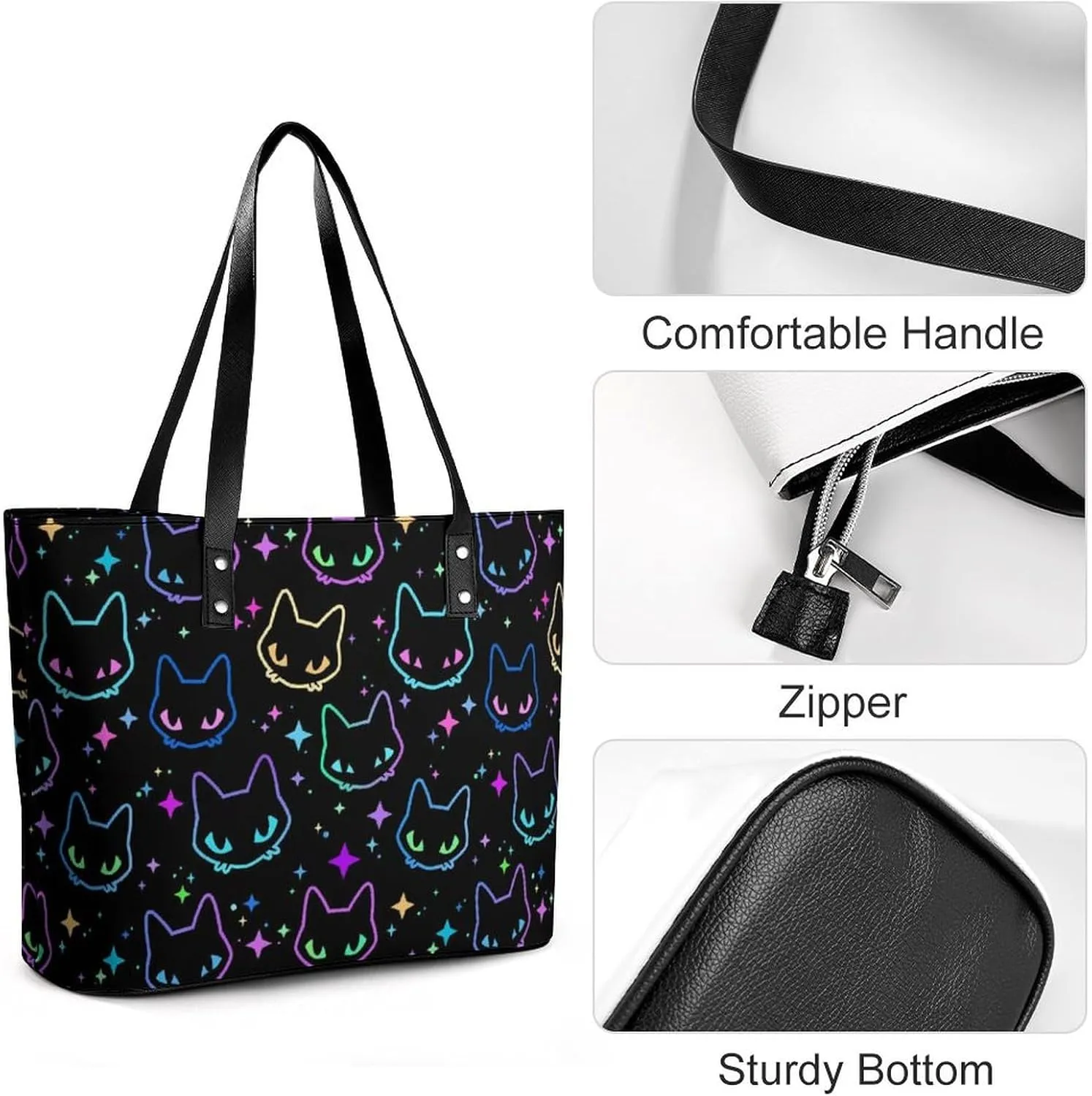 Cute Unicorns Bow Hearts Hobo Handbags With Zipper Large Capacity Satchel Tote Bag Shoulder Bag