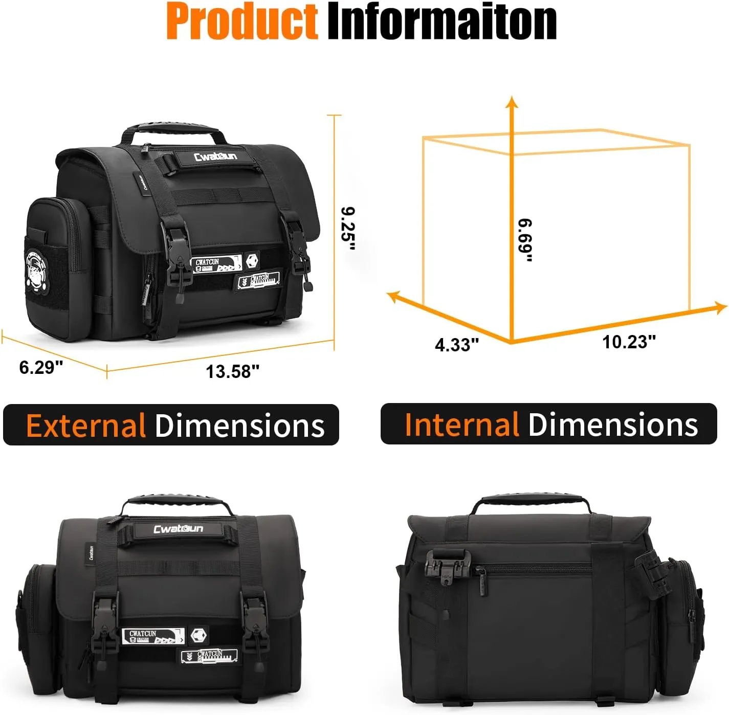 Cwatcun Camera Sling Bag, Waterproof Multifunction Photography Tactica Camera Crossbody Bag with Tripod Holder & Removable Accessory Bags for DSLR/SLR/Mirrorless Cameras - Small