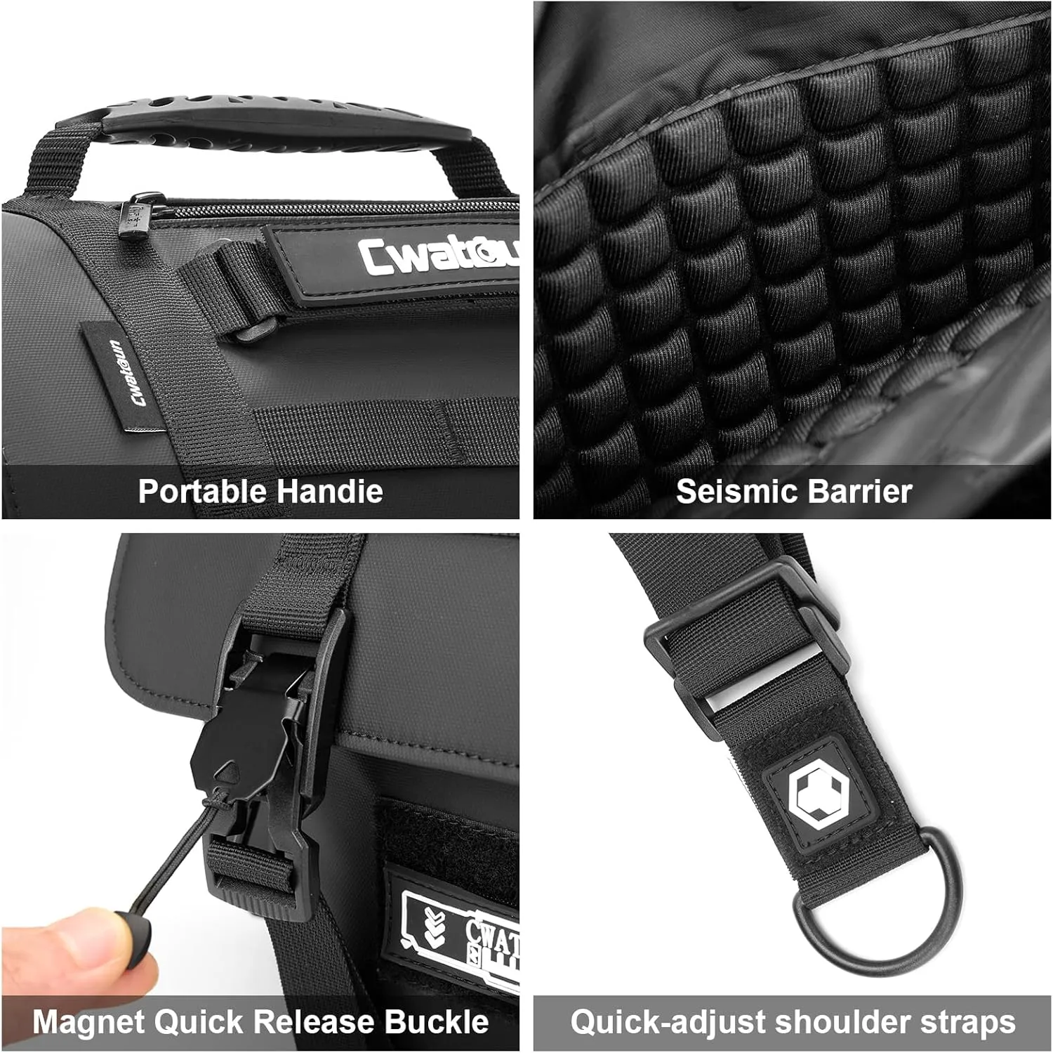 Cwatcun Camera Sling Bag, Waterproof Multifunction Photography Tactica Camera Crossbody Bag with Tripod Holder & Removable Accessory Bags for DSLR/SLR/Mirrorless Cameras - Small