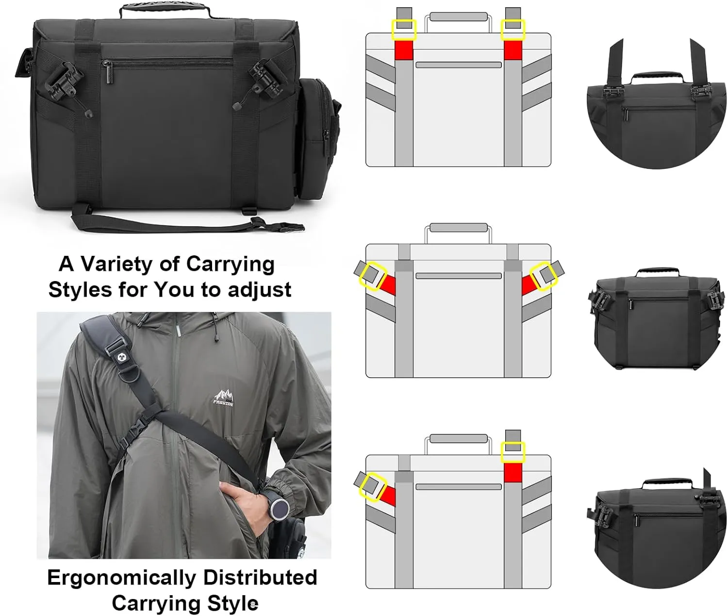 Cwatcun Camera Sling Bag, Waterproof Multifunction Photography Tactica Camera Crossbody Bag with Tripod Holder & Removable Accessory Bags for DSLR/SLR/Mirrorless Cameras - Small