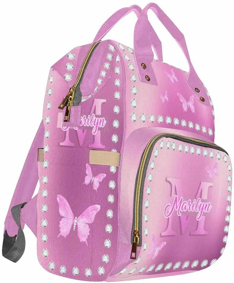 D-Story Customize Baby Backpack for Baby, Personalized Diaper Bag with Butterfly Design