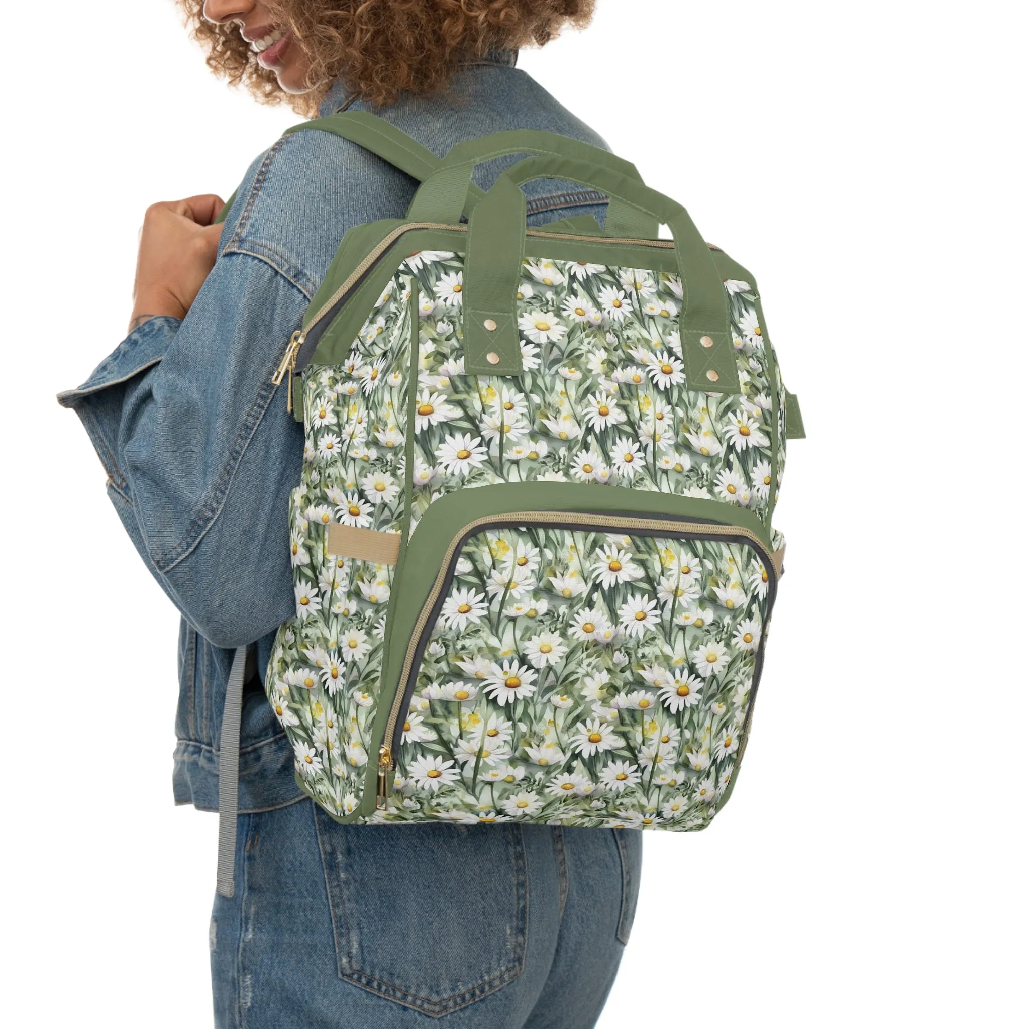 Daisy Diaper Backpack - Charming & Multifunctional Baby Bag with Daisy Patterns, Perfect for Nature-Loving Parents