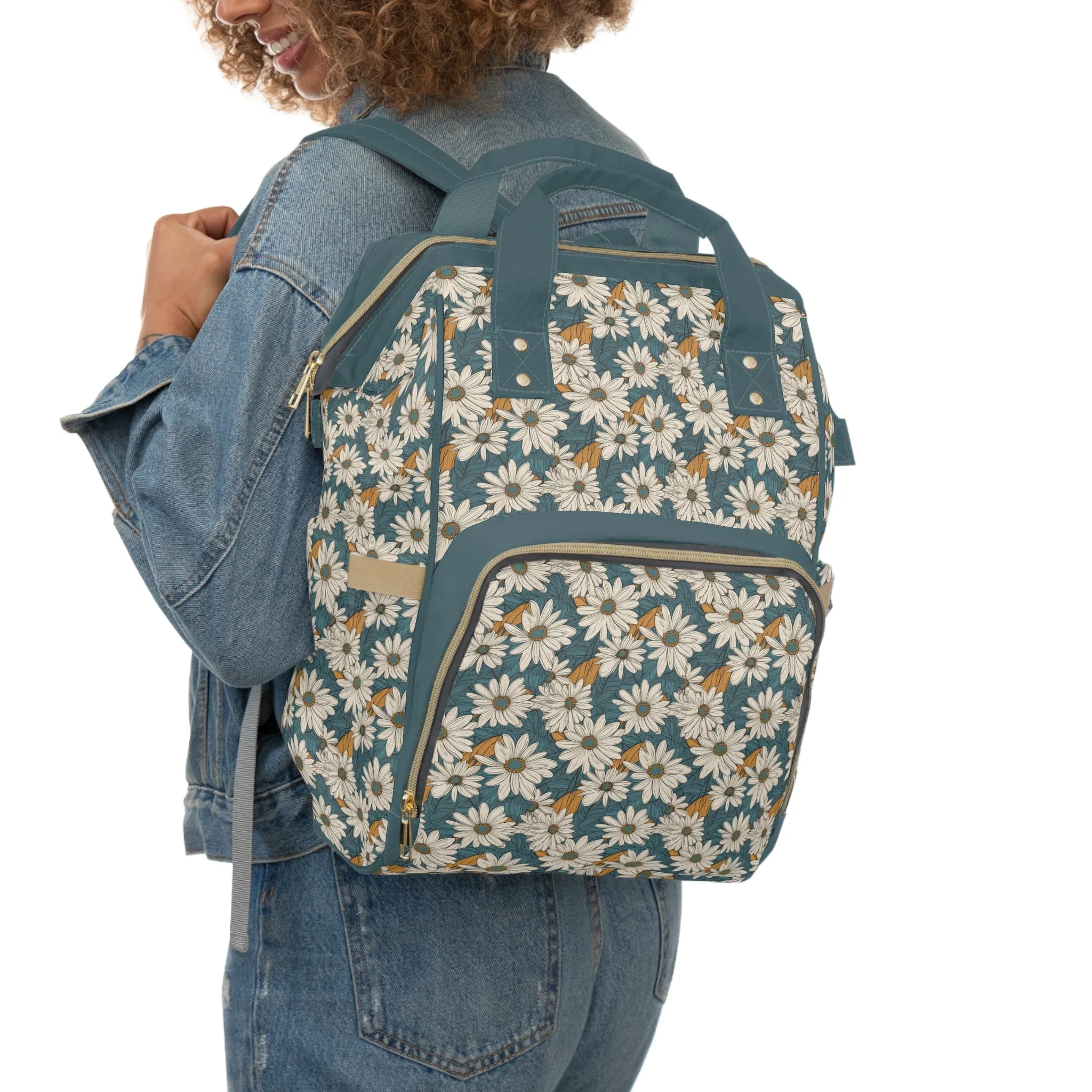 Daisy Diaper Backpack - Charming & Multifunctional Baby Bag with Daisy Patterns, Perfect for Nature-Loving Parents