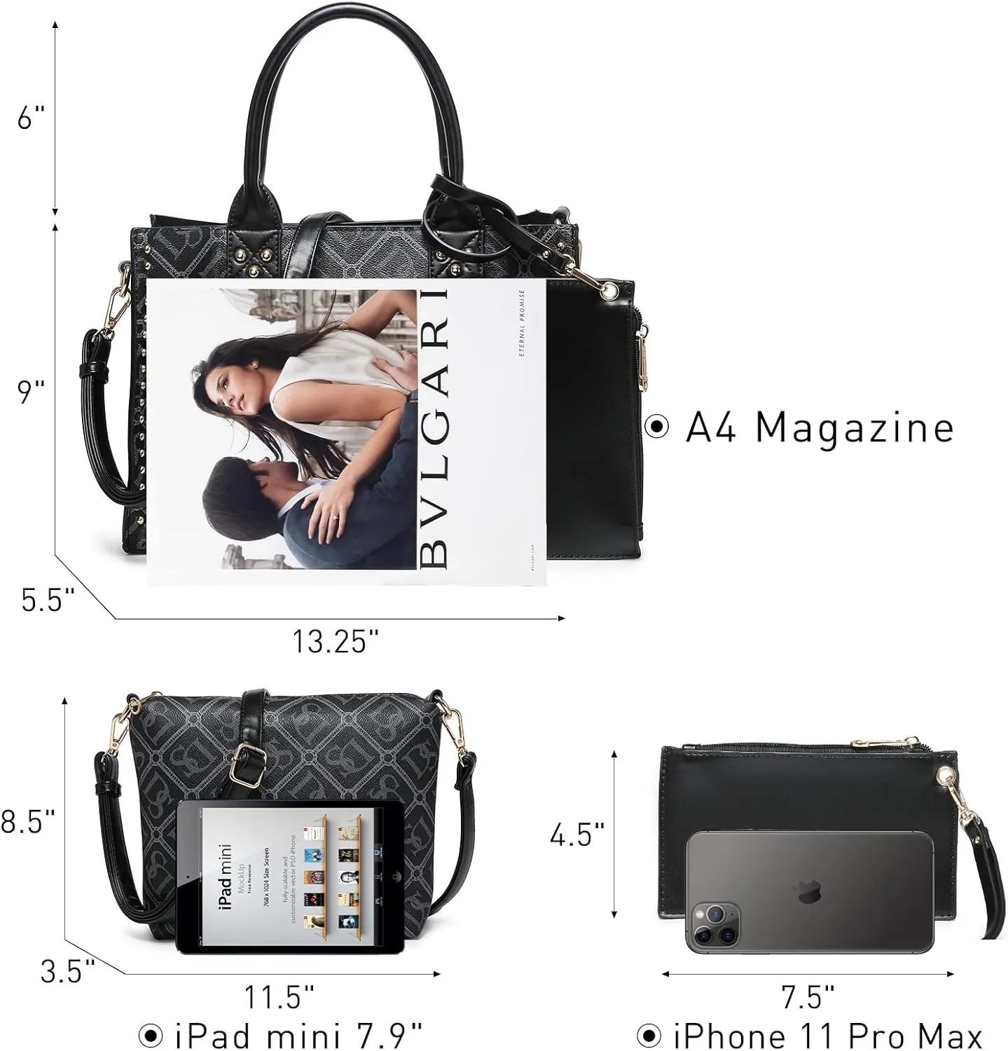 Dasein Purses Handbags for Women Tote Wallet Set Top Handle Satchel Shoulder Hobo Bag 3pcs
