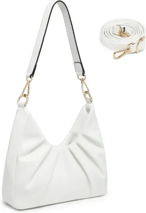Dasein Ruched Hobo Handbag for Women Retro Shoulder Purse Crossbody Bag with 2 Removable Straps