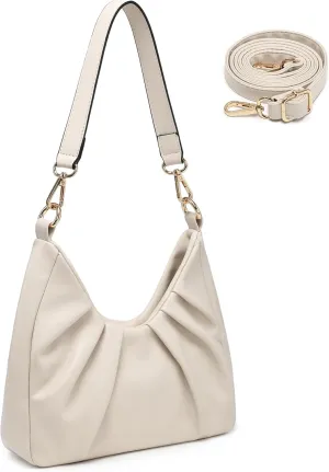 Dasein Ruched Hobo Handbag for Women Retro Shoulder Purse Crossbody Bag with 2 Removable Straps