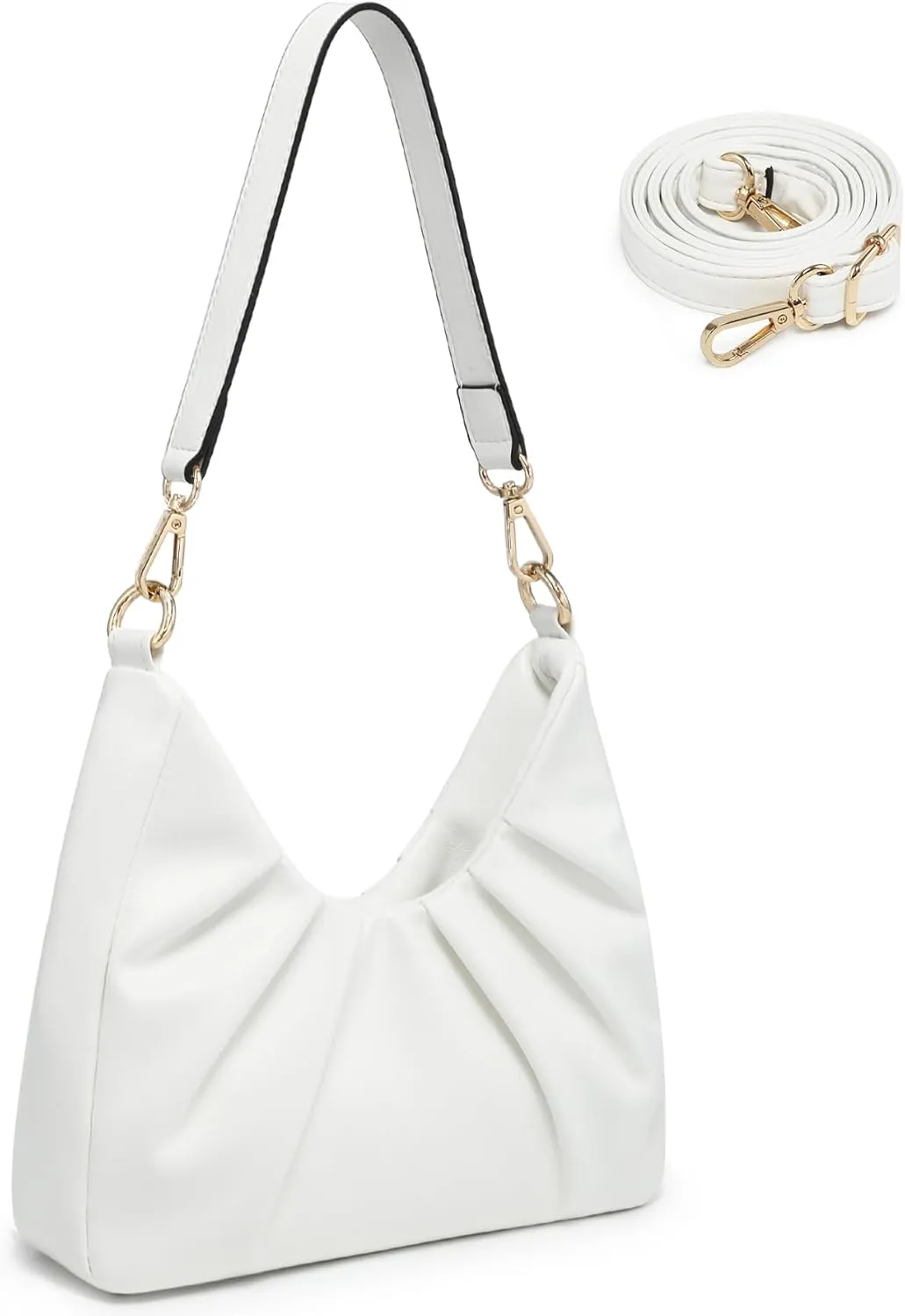 Dasein Ruched Hobo Handbag for Women Retro Shoulder Purse Crossbody Bag with 2 Removable Straps