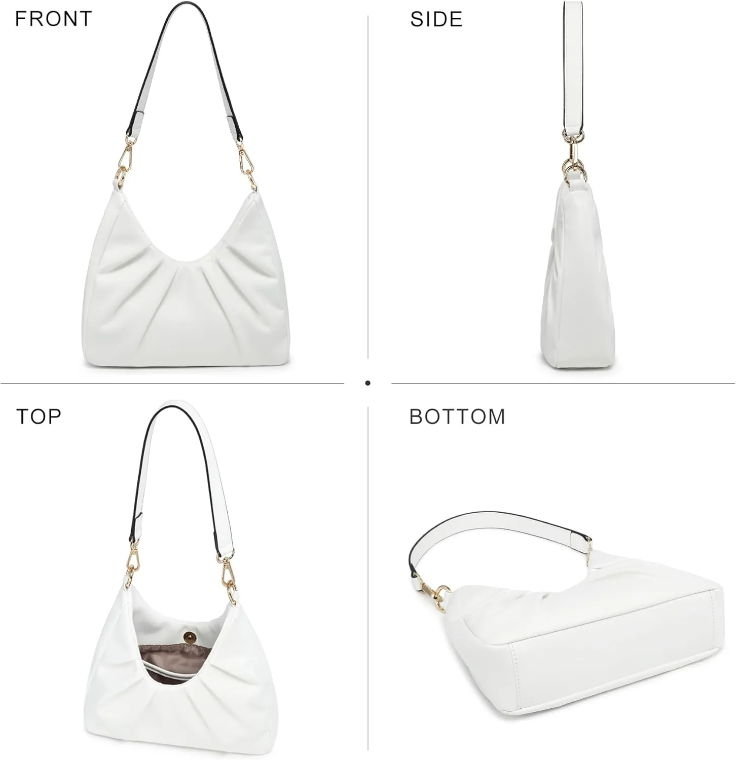 Dasein Ruched Hobo Handbag for Women Retro Shoulder Purse Crossbody Bag with 2 Removable Straps