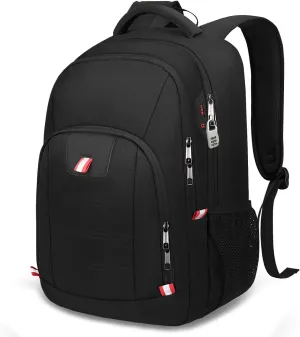Della Gao Travel Laptop Backpack, Anti Theft Backpack for Men and Women with USB Charging Port Business Computer Backpack Bag (Black, 15.6 Inch)
