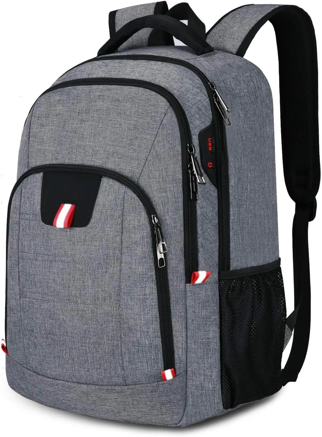 Della Gao Travel Laptop Backpack, Anti Theft Backpack for Men and Women with USB Charging Port Business Computer Backpack Bag (Grey, 15.6 Inch)