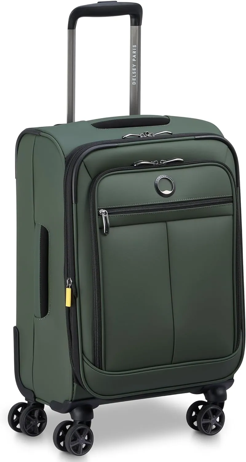 DELSEY PARIS Sky Lite 19-Inch International Lightweight Carry-On Luggage - Water-Resistant Polyester, Dual Spinner Wheels, Multiple Exterior Pockets, Green - Softside Bag for Easy Travel