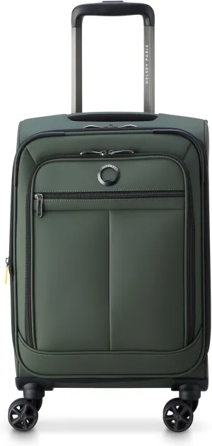 DELSEY PARIS Sky Lite 19-Inch International Lightweight Carry-On Luggage - Water-Resistant Polyester, Dual Spinner Wheels, Multiple Exterior Pockets, Green - Softside Bag for Easy Travel
