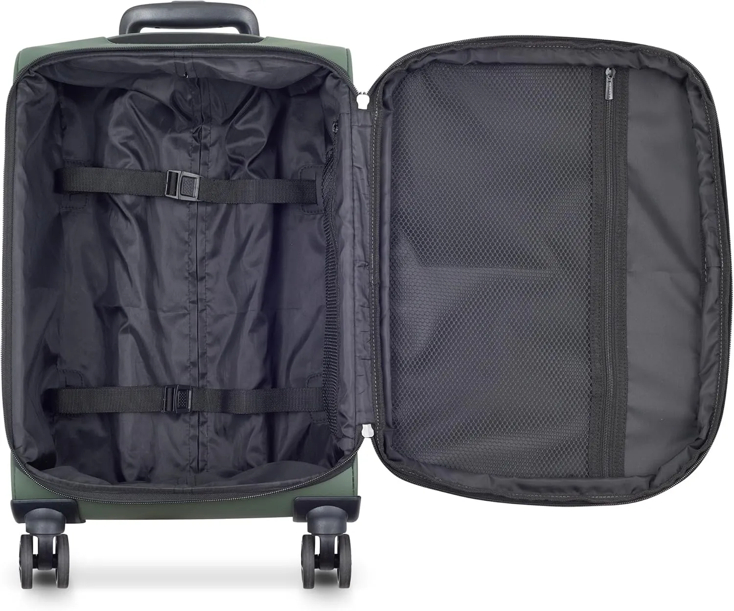 DELSEY PARIS Sky Lite 19-Inch International Lightweight Carry-On Luggage - Water-Resistant Polyester, Dual Spinner Wheels, Multiple Exterior Pockets, Green - Softside Bag for Easy Travel