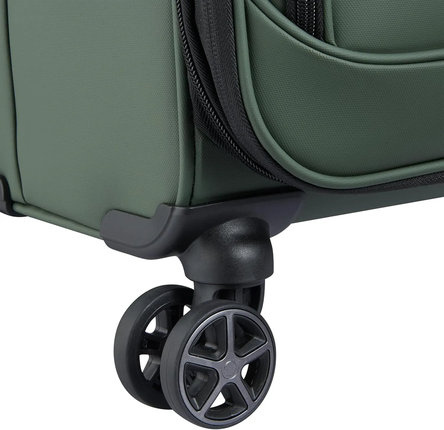 DELSEY PARIS Sky Lite 19-Inch International Lightweight Carry-On Luggage - Water-Resistant Polyester, Dual Spinner Wheels, Multiple Exterior Pockets, Green - Softside Bag for Easy Travel