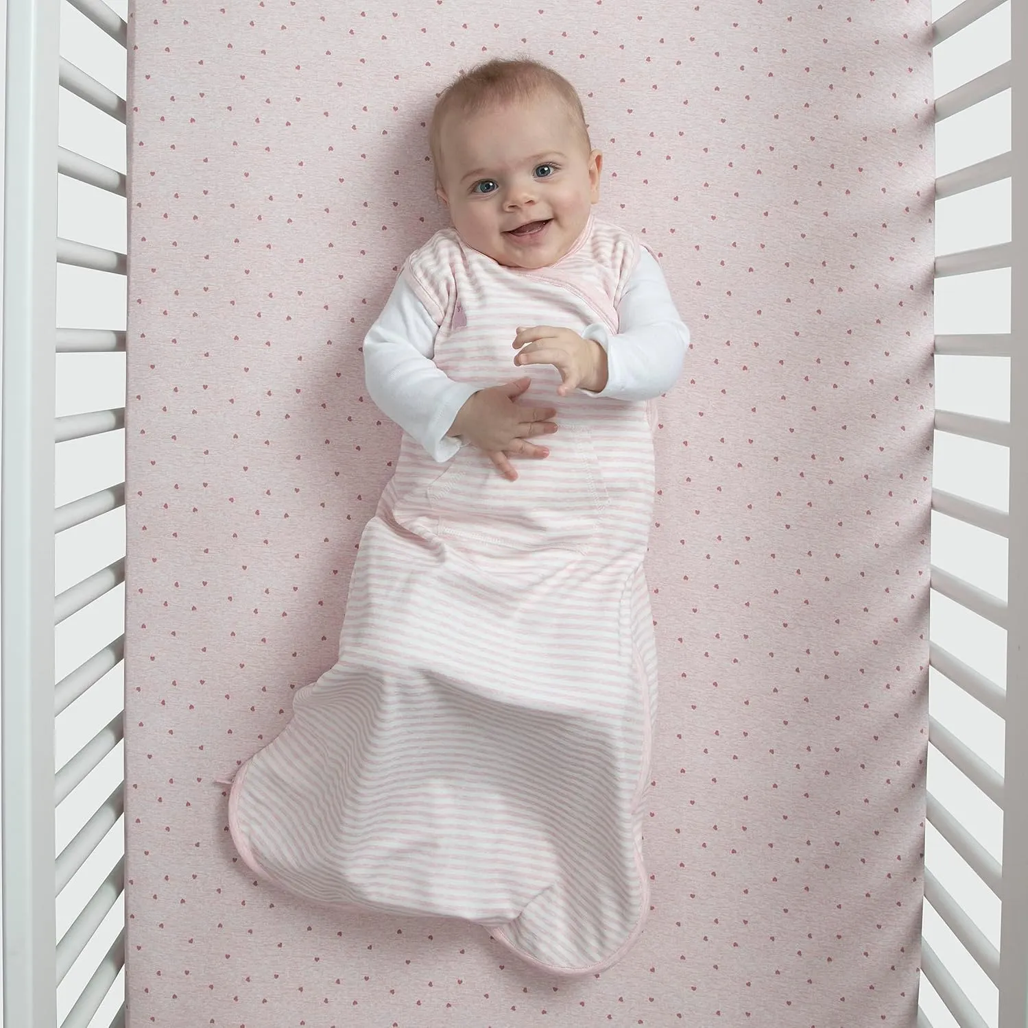 Delta Children Gap babyGap TrueSleep Sleep Sack | 100% Organic Cotton | GOTS and Oeko-Tex 100 Certified | 2-Way Zipper | Large: 6-12 Months, Pink Stripe