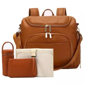 Deluxe Vegan Leather Diaper Bag 4 Pieces Set