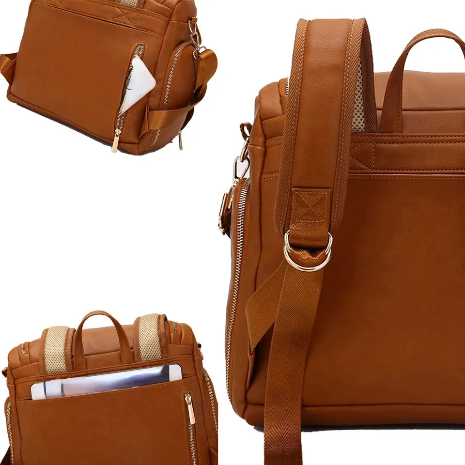 Deluxe Vegan Leather Diaper Bag 4 Pieces Set
