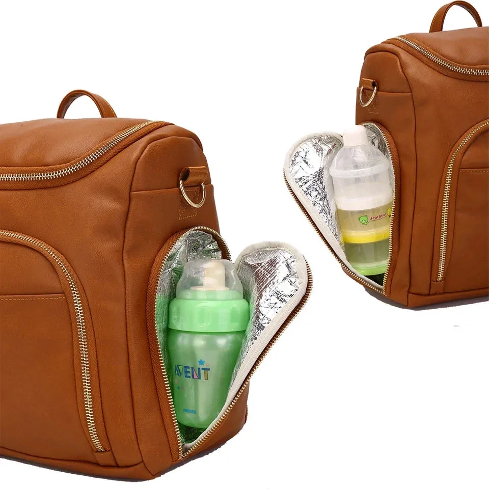 Deluxe Vegan Leather Diaper Bag 4 Pieces Set