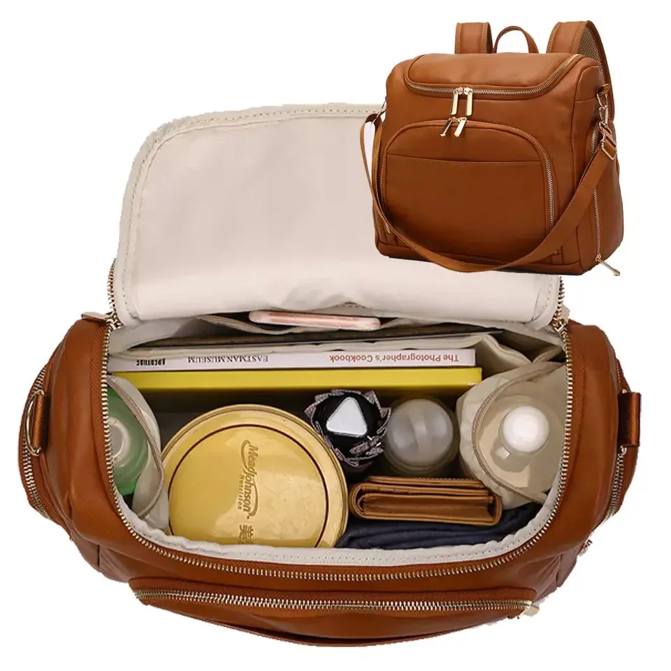 Deluxe Vegan Leather Diaper Bag 4 Pieces Set