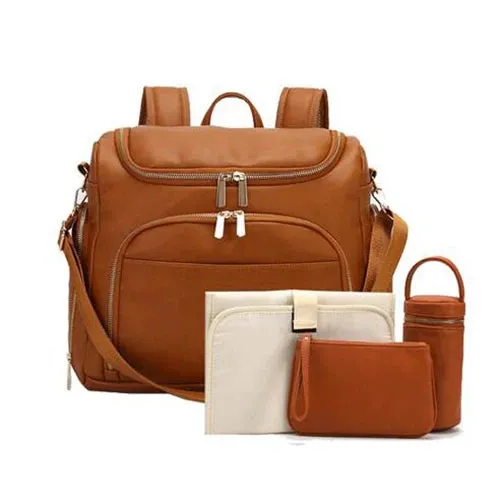 Deluxe Vegan Leather Diaper Bag 4 Pieces Set