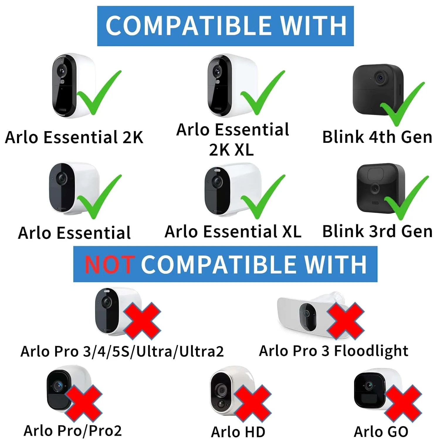 DIANMU 2Pack 26FT Charging Cable with Adapter for Arlo Essential 2K (2nd Gen) / Arlo Essential Spotlight Camera, Blink Outdoor 4(4th Gen)/(3rd Gen), Weatherproof Outdoor Flat Power Cord and Charger