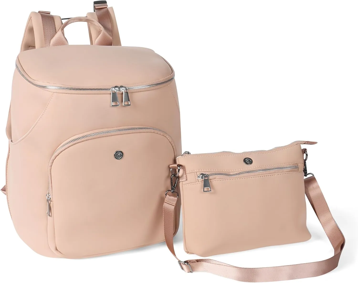 Diaper Bag Backpack 2 Pack - Waterproof - 11 Pockets & Insulated Bottle Pocket - Extra Mini-Pouch Included - Diaper Bag Neoprene Exterior - Sand
