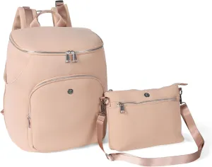 Diaper Bag Backpack 2 Pack - Waterproof - 11 Pockets & Insulated Bottle Pocket - Extra Mini-Pouch Included - Diaper Bag Neoprene Exterior - Sand